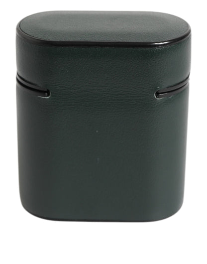 Dolce &amp; Gabbana – Flip-Halter für Herren-Airpods-Hülle aus schwarzem Leder mit Logo-Print