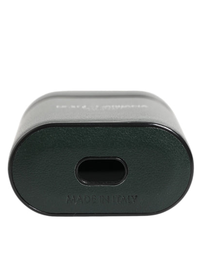 Dolce &amp; Gabbana – Flip-Halter für Herren-Airpods-Hülle aus schwarzem Leder mit Logo-Print