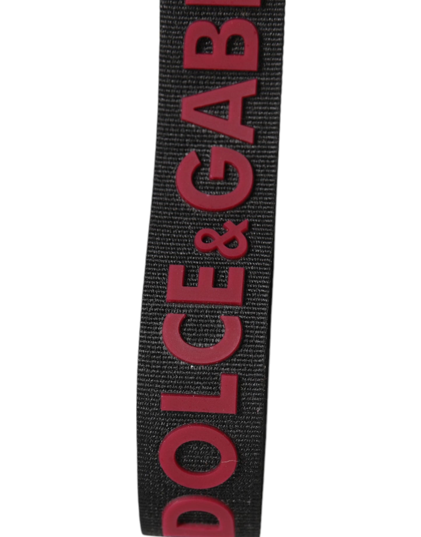 Dolce &amp; Gabbana Schwarz Rot DG Logo Polyester Silber Männer Schlüsselanhänger