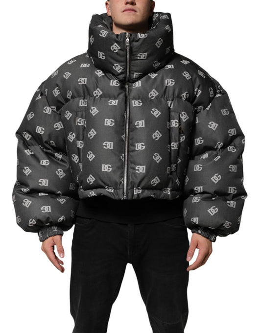 Dolce & Gabbana Schwarze DG-Monogramm-Steppjacke mit durchgehendem Reißverschluss für Herren