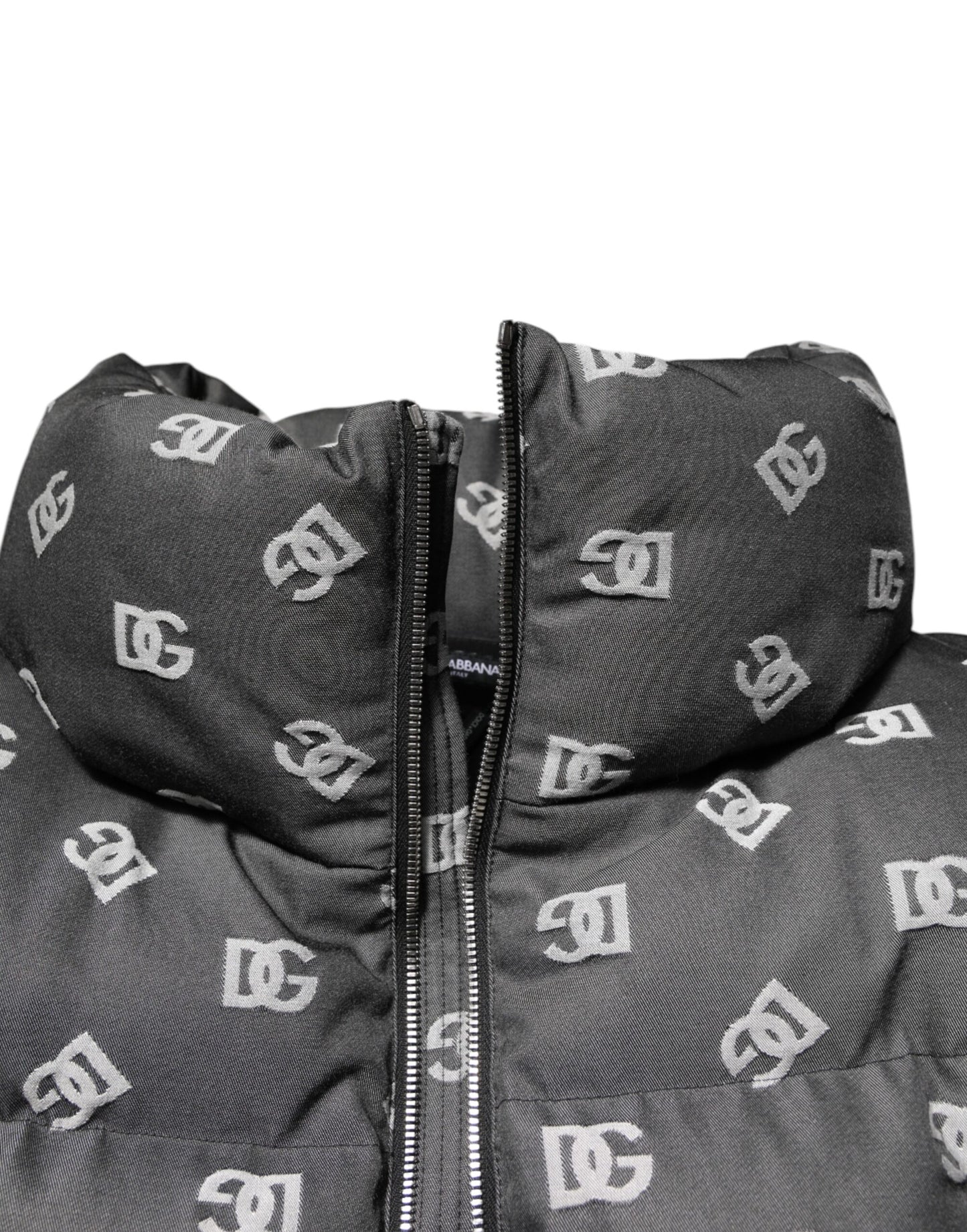 Dolce &amp; Gabbana Schwarze DG-Monogramm-Steppjacke mit durchgehendem Reißverschluss für Herren