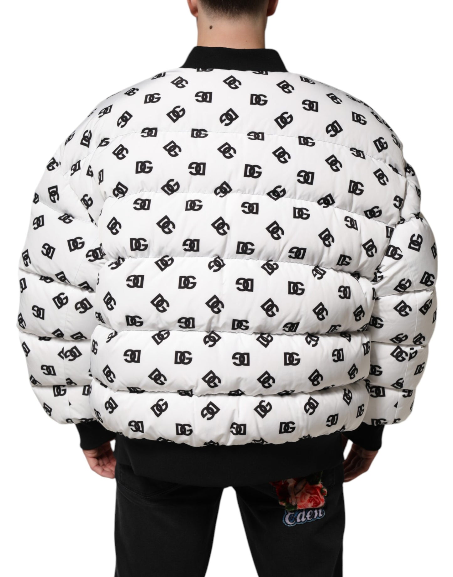 Dolce &amp; Gabbana – Weiße Steppjacke mit durchgehendem Reißverschluss und DG-Monogramm