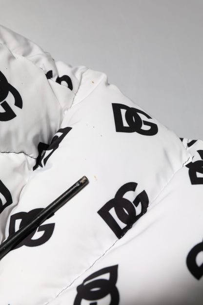 Dolce &amp; Gabbana – Weiße Steppjacke mit durchgehendem Reißverschluss und DG-Monogramm
