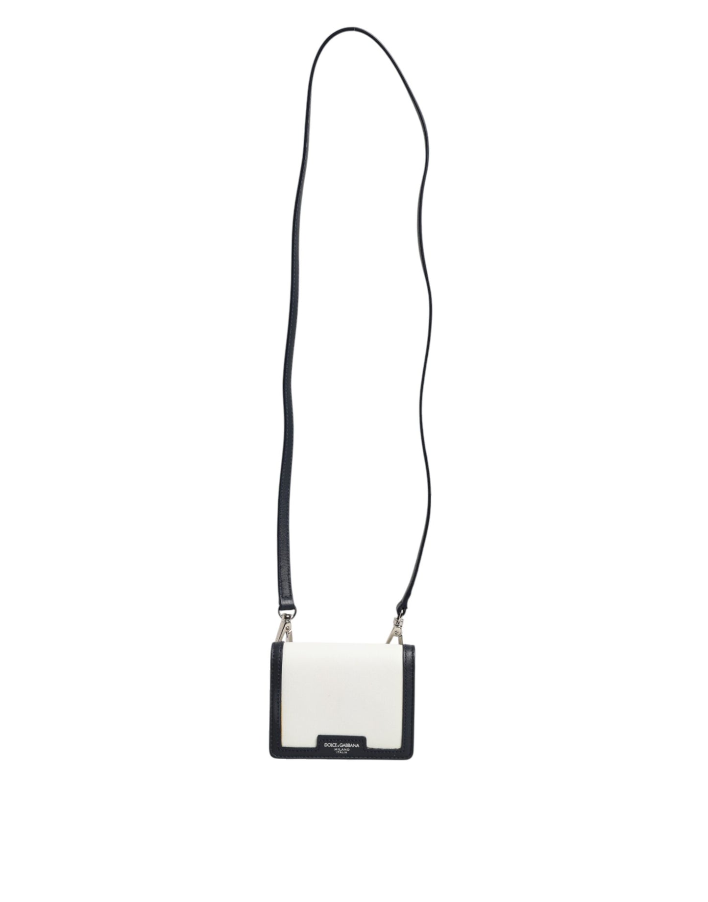 Dolce &amp; Gabbana Beige Schwarz Leder Kartenhalter Crossbody Herren Borse Tasche