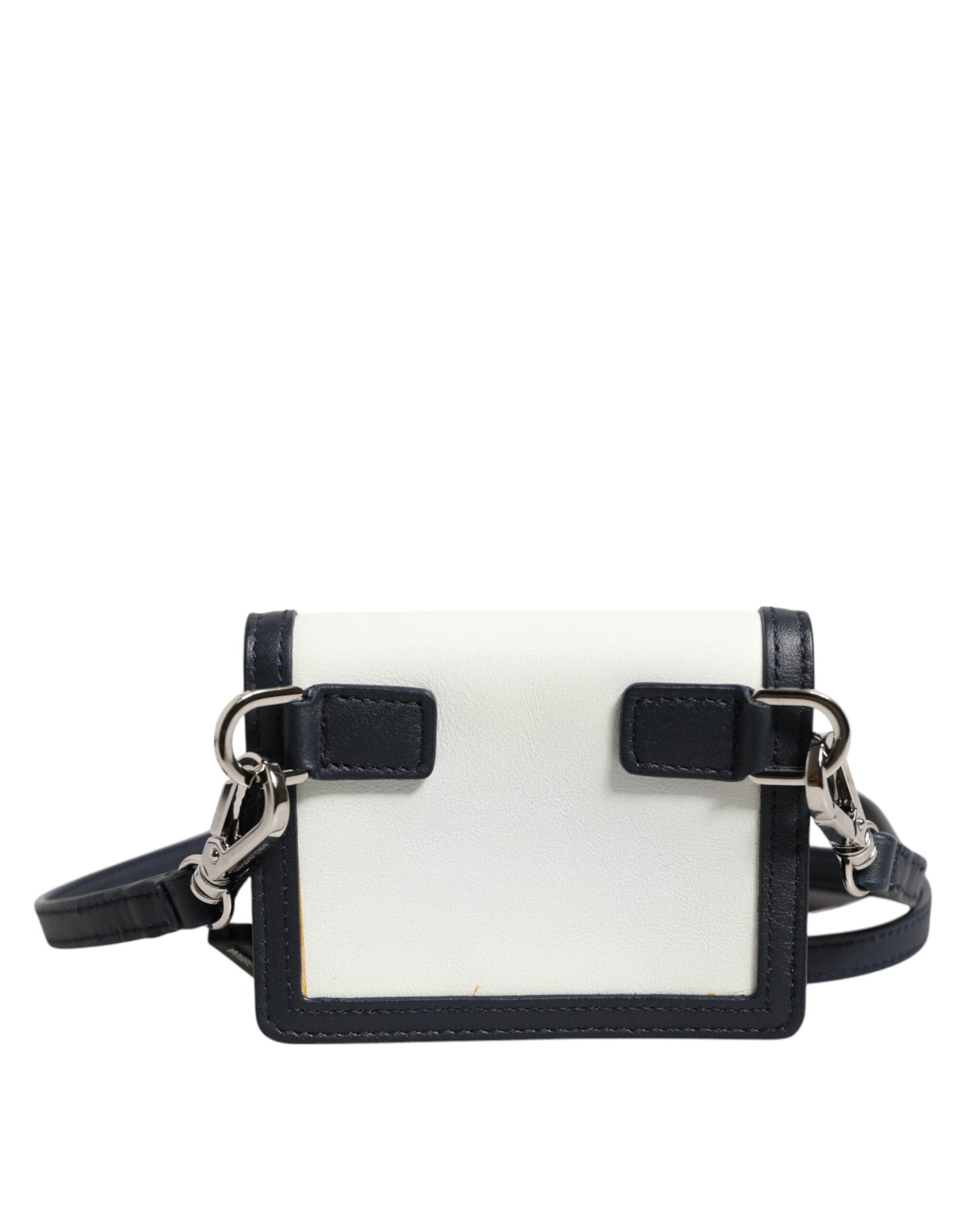 Dolce &amp; Gabbana Beige Schwarz Leder Kartenhalter Crossbody Herren Borse Tasche