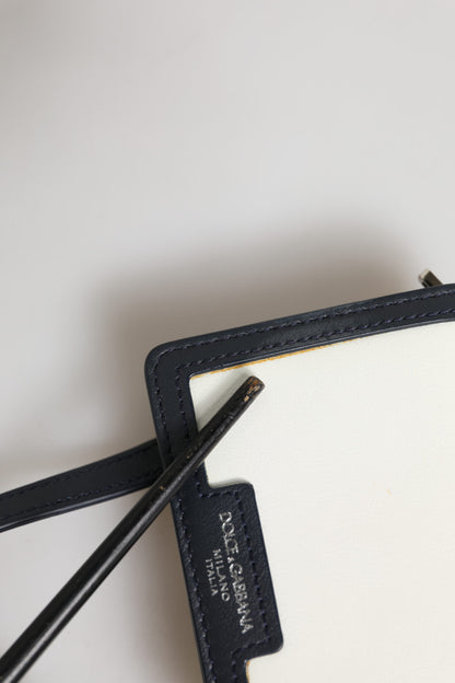 Dolce &amp; Gabbana Beige Schwarz Leder Kartenhalter Crossbody Herren Borse Tasche