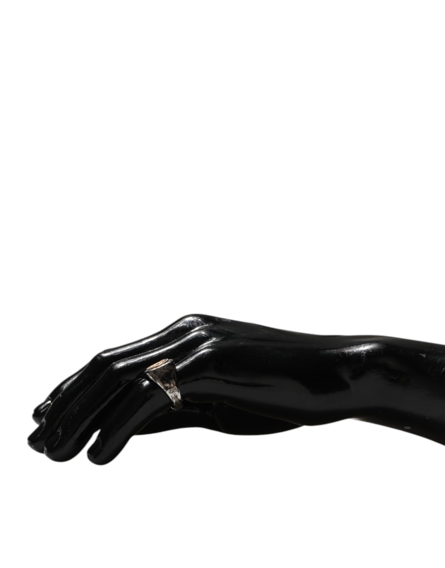 Dolce &amp; Gabbana Silberfarbener, gravierter zweifarbiger Ring aus echtem Messing