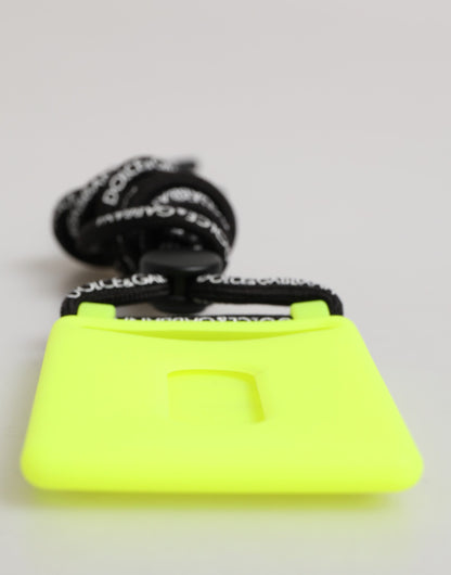Dolce &amp; Gabbana – Verstellbarer Ausweishalter aus Gummi mit DG-Prägung in Gelbgrün
