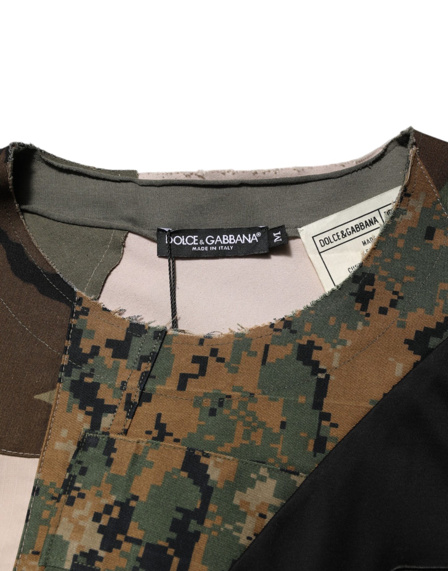 Dolce &amp; Gabbana Mehrfarbiges Patchwork-T-Shirt aus Baumwolle mit Rundhalsausschnitt