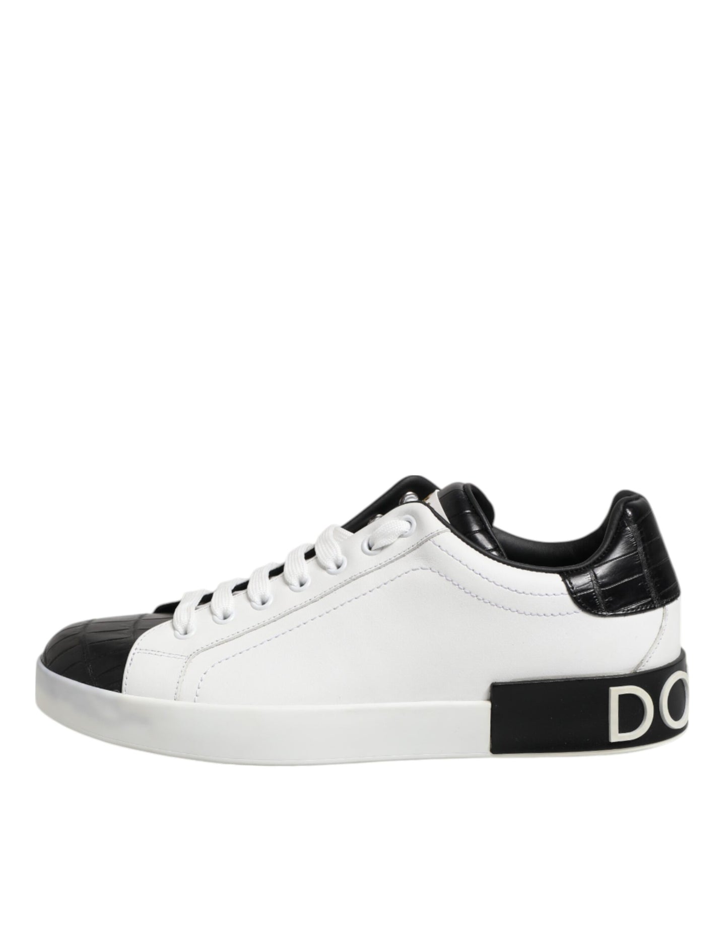 Dolce &amp; Gabbana – Portofino-Sneaker aus weißem und schwarzem Leder