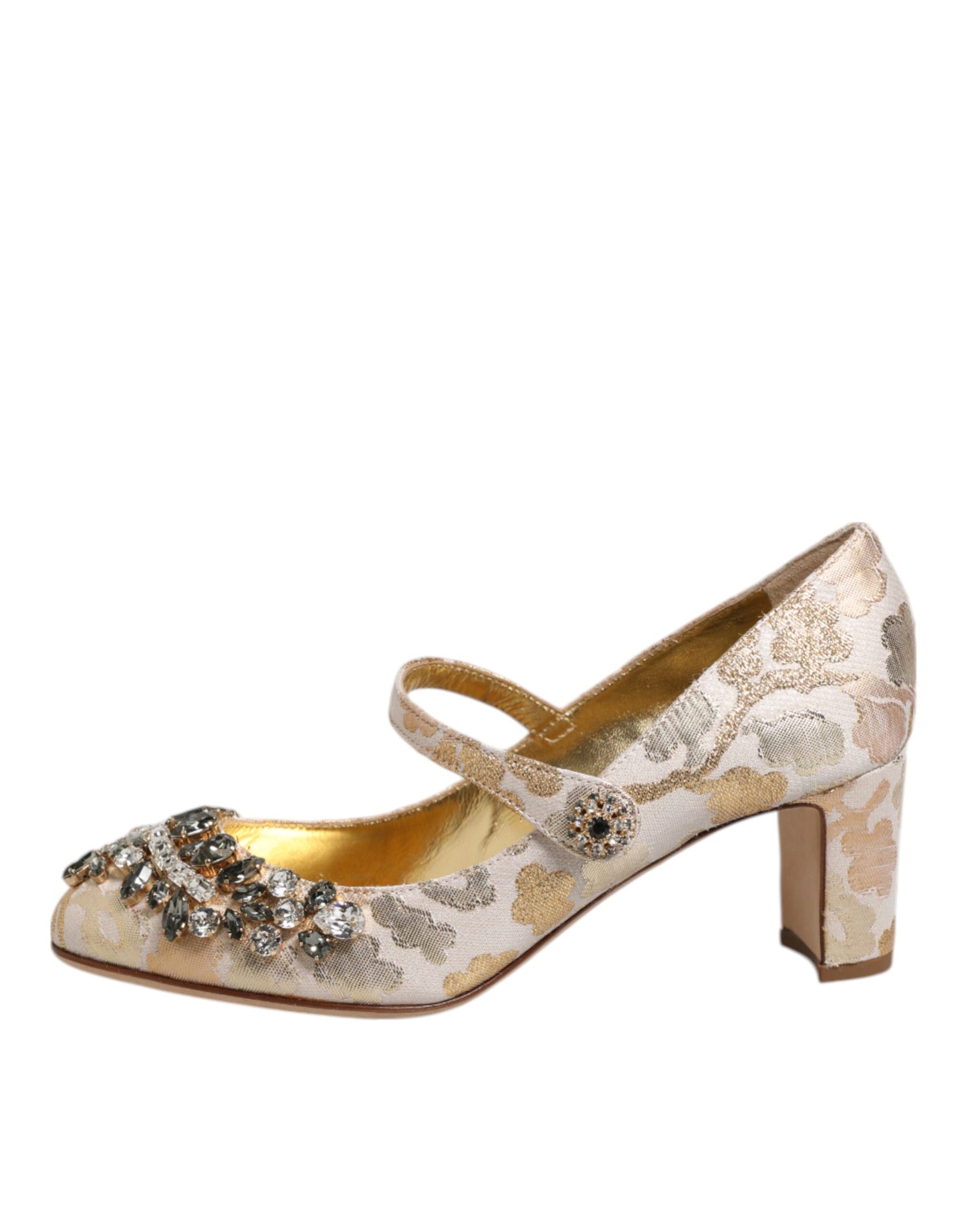 Dolce &amp; Gabbana – Mary Janes-Pumps mit goldenem Jacquard-Kristall
