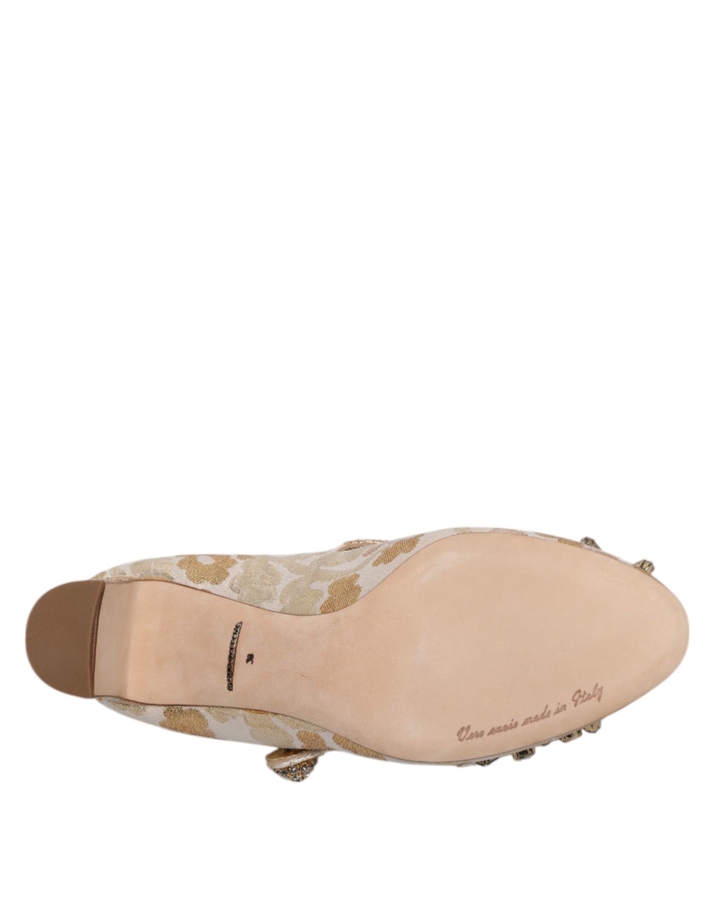 Dolce &amp; Gabbana – Mary Janes-Pumps mit goldenem Jacquard-Kristall