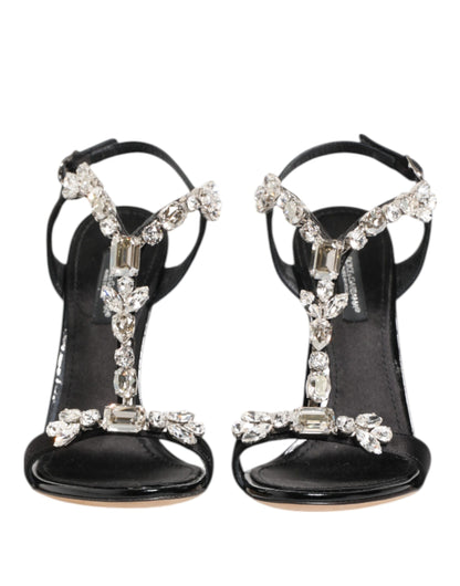 Dolce &amp; Gabbana Schwarze Keira Kristalle Heels Sandalen Schuhe
