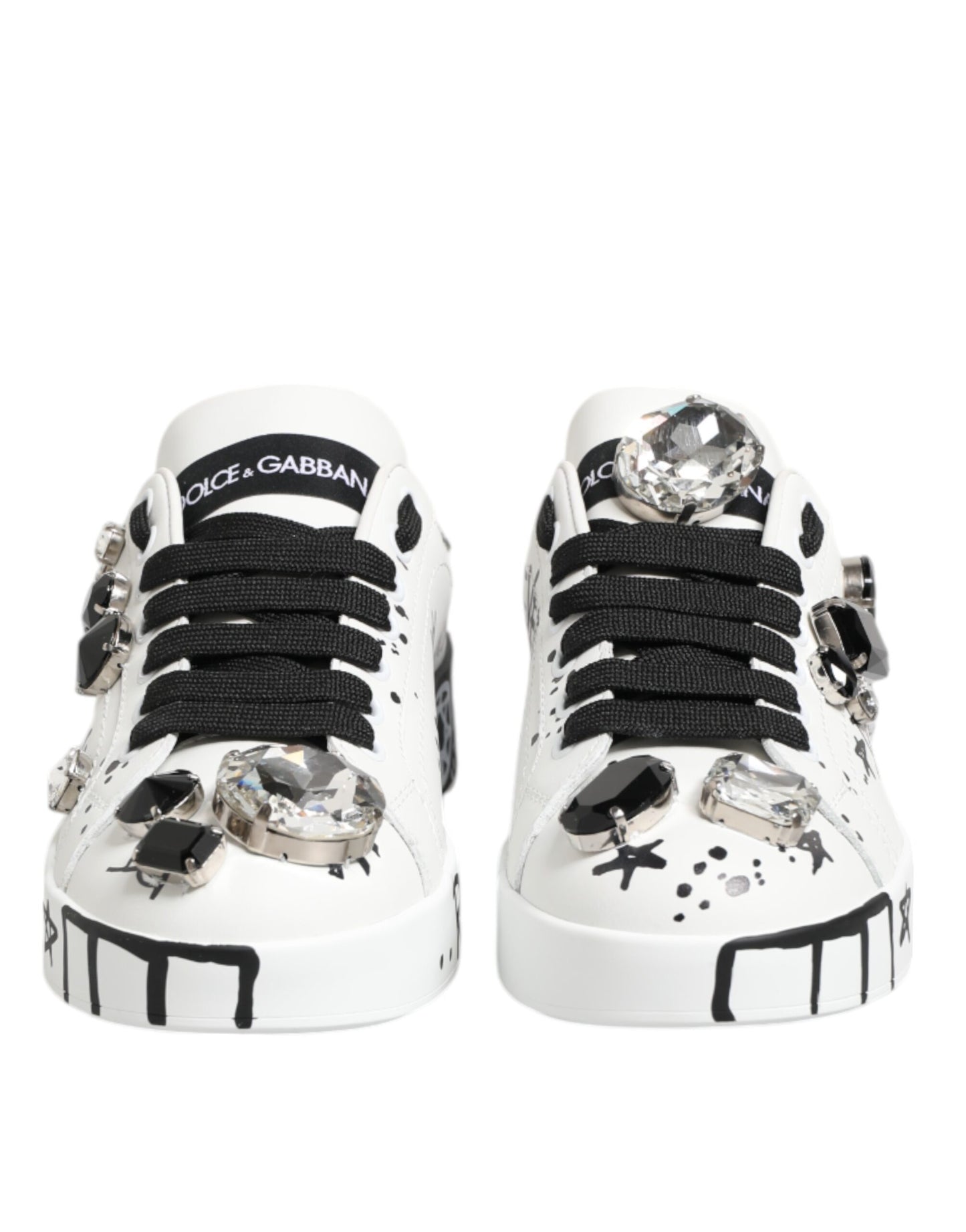 Dolce &amp; Gabbana Weiße Portofino Kristall-Sneakers