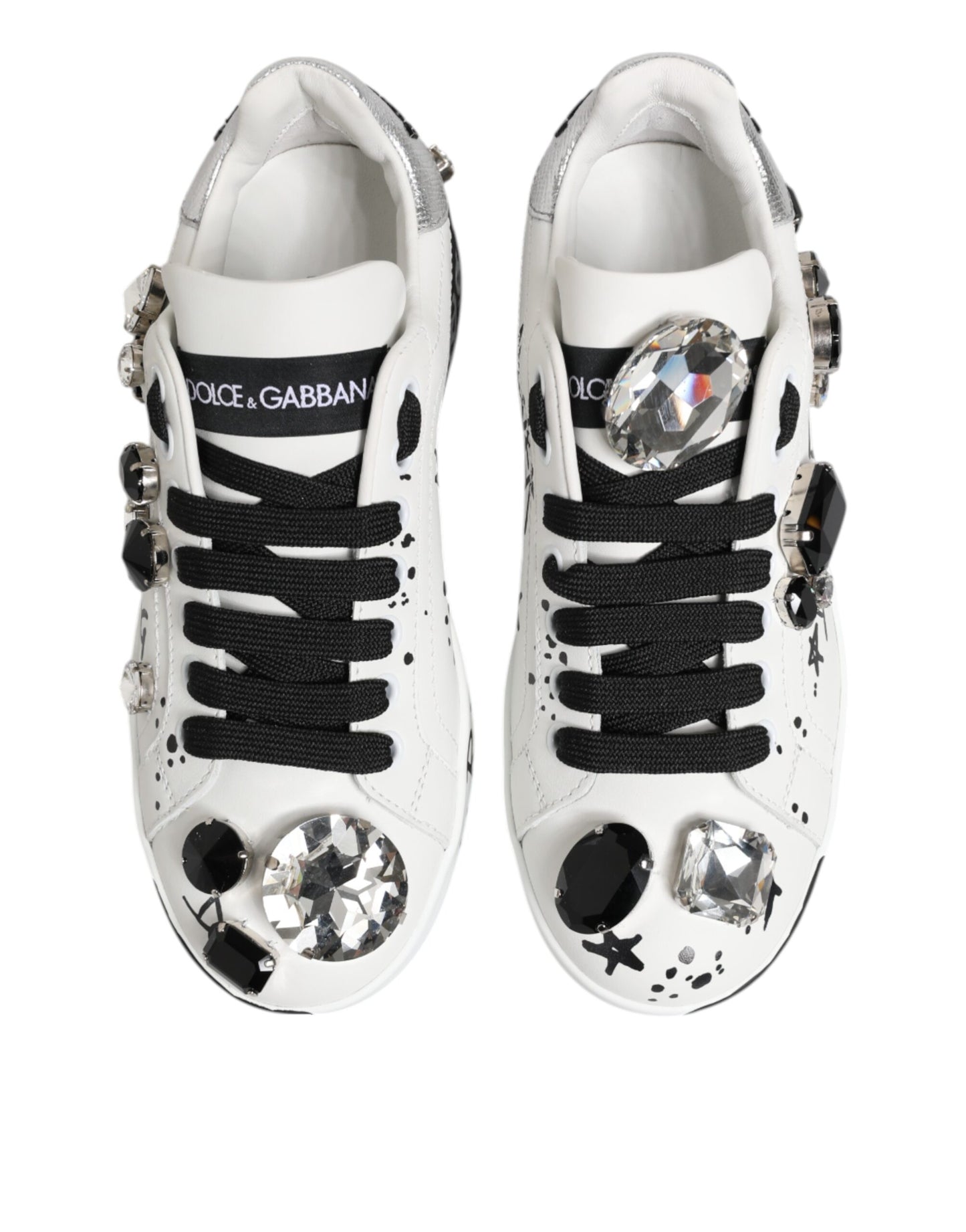 Dolce &amp; Gabbana Weiße Portofino Kristall-Sneakers