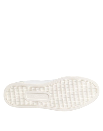 Dolce &amp; Gabbana Weiße Crown Bee Leder Low Top Sneakers Schuhe