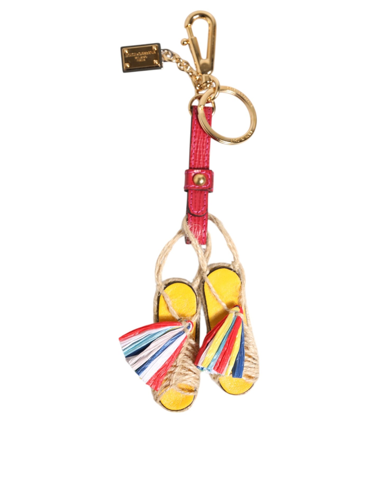 Dolce &amp; Gabbana Rot Gelb Mini Espadrille Stil Charm Schlüsselanhänger