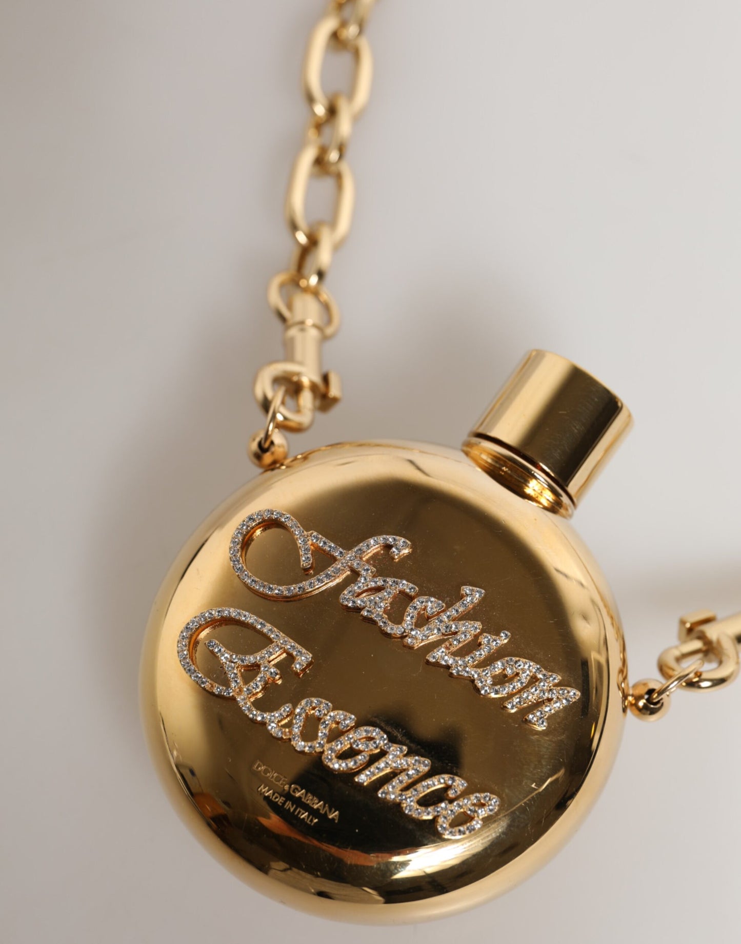 Dolce & Gabbana Gold Brass Rhinestone Devotion Charm Pendant Necklace