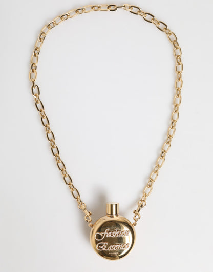 Dolce &amp; Gabbana – Halskette mit Anhänger „Devotion“ aus goldenem Messing mit Strass