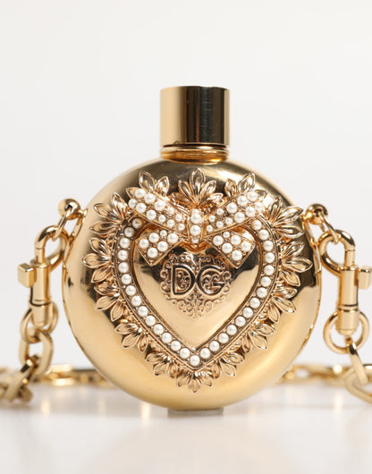 Dolce &amp; Gabbana – Halskette mit Anhänger „Devotion“ aus goldenem Messing mit Strass