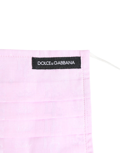 Dolce &amp; Gabbana Rosa Baumwoll-Gesichtsmaske mit elastischem Ohrschlaufen-Logo