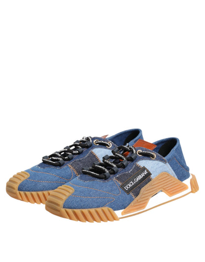 Dolce &amp; Gabbana – Blaue Schnürschuhe mit niedrigem Oberteil NS1