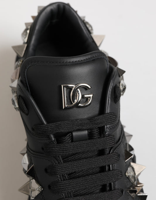 Dolce &amp; Gabbana – Niedrige Sneakers aus schwarzem Leder mit Nieten