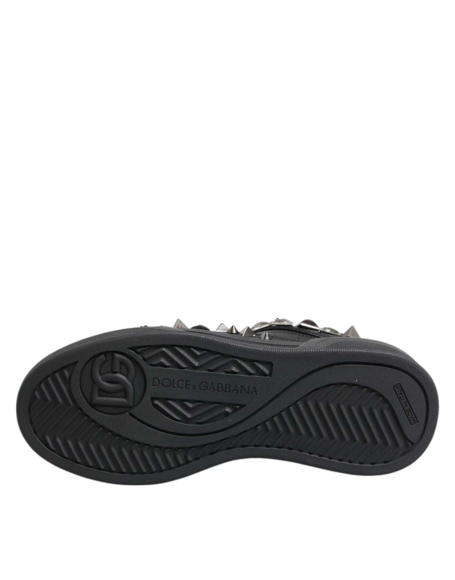 Dolce &amp; Gabbana – Niedrige Sneakers aus schwarzem Leder mit Nieten