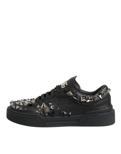 Dolce &amp; Gabbana – Niedrige Sneakers aus schwarzem Leder mit Nieten