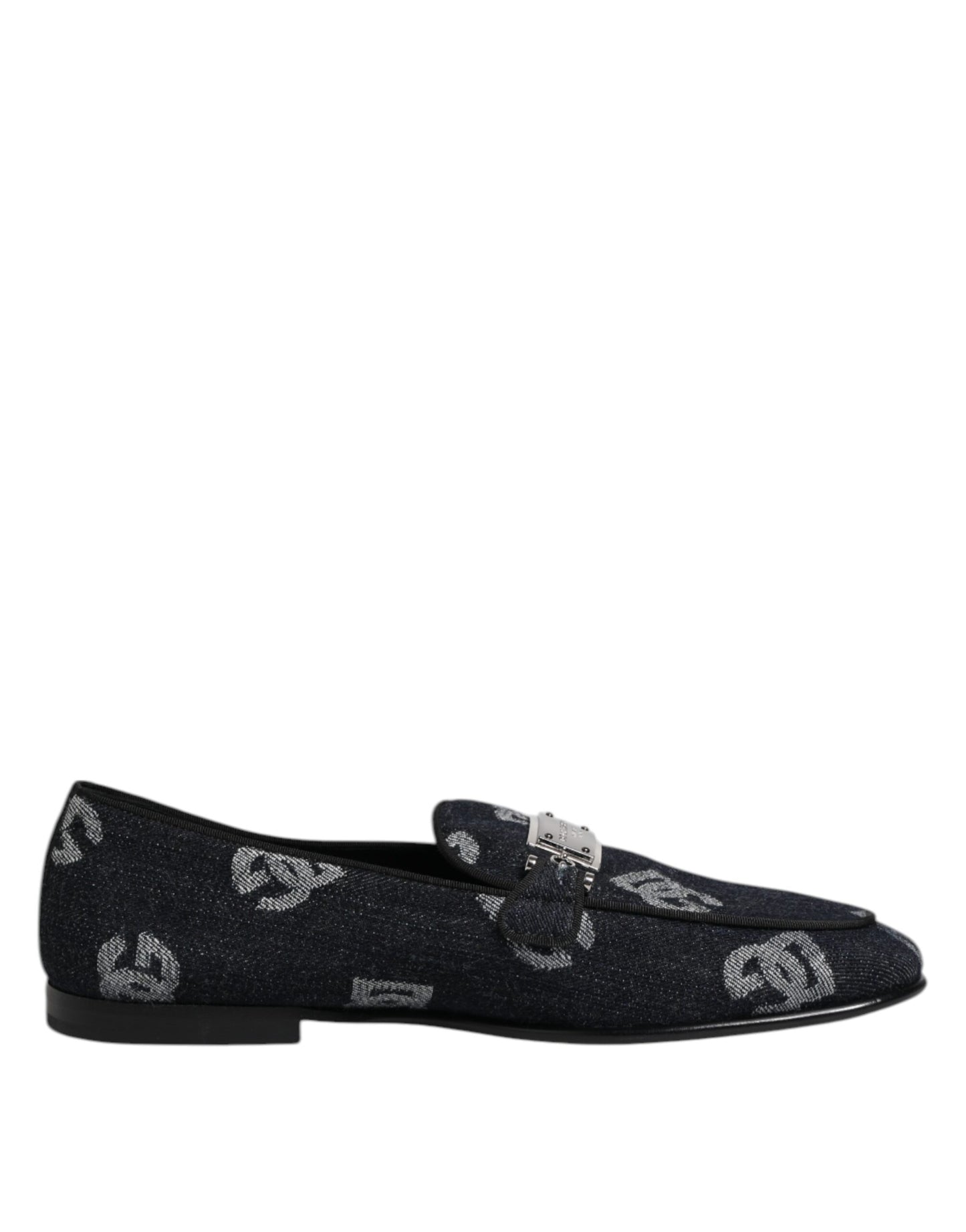Dolce &amp; Gabbana – Blaue Baumwoll-Loafer mit Logo, formelle Abendschuhe