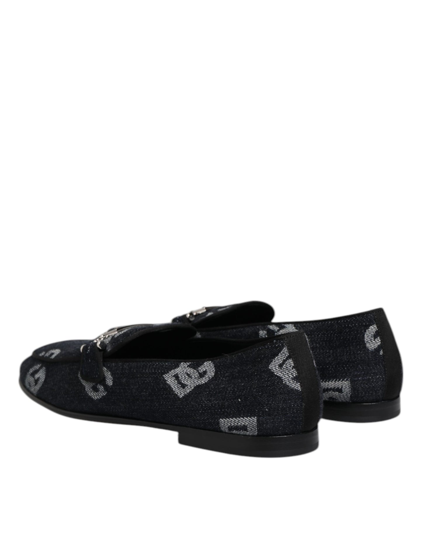 Dolce &amp; Gabbana – Blaue Baumwoll-Loafer mit Logo, formelle Abendschuhe