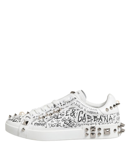 Dolce &amp; Gabbana Weiße Portofino-Sneakers mit Nieten für Herren
