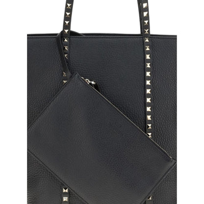 Valentino Garavani Black Calf Leather Bos Taurus Shoulder Bag
