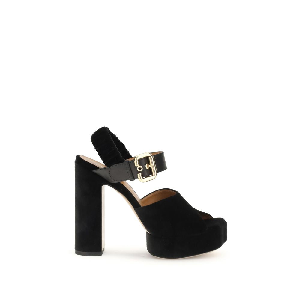 Chloé Black Calf Leather Bos Taurus Platform Pumps
