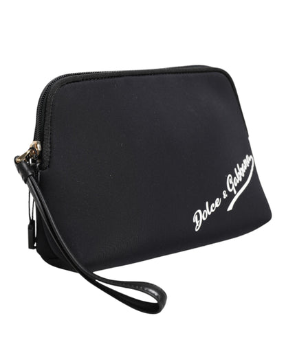 Dolce &amp; Gabbana – Schwarze Clutch aus massivem Nylon mit DG-Logoprint und Reißverschluss