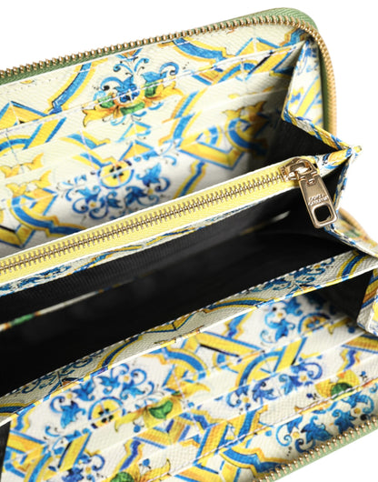 Dolce &amp; Gabbana – Grünes Continenta-Portemonnaie aus Leder mit Logo-Plakette und Rundum-Reißverschluss