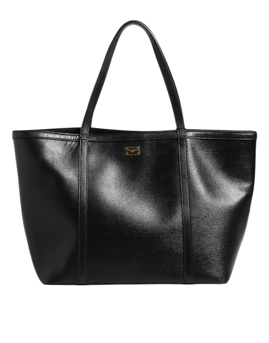 Dolce & Gabbana Black Leather Miss Escape Shopping Tote Women Borse Bag