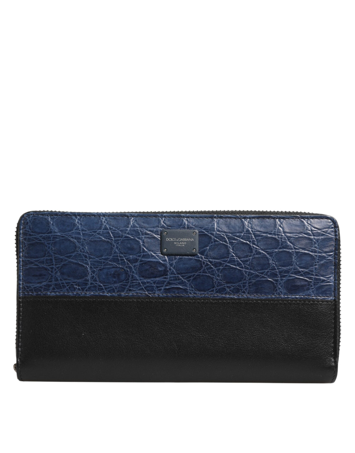 Dolce &amp; Gabbana Herren Continental Clutch aus exotischem Leder in Schwarz und Blau