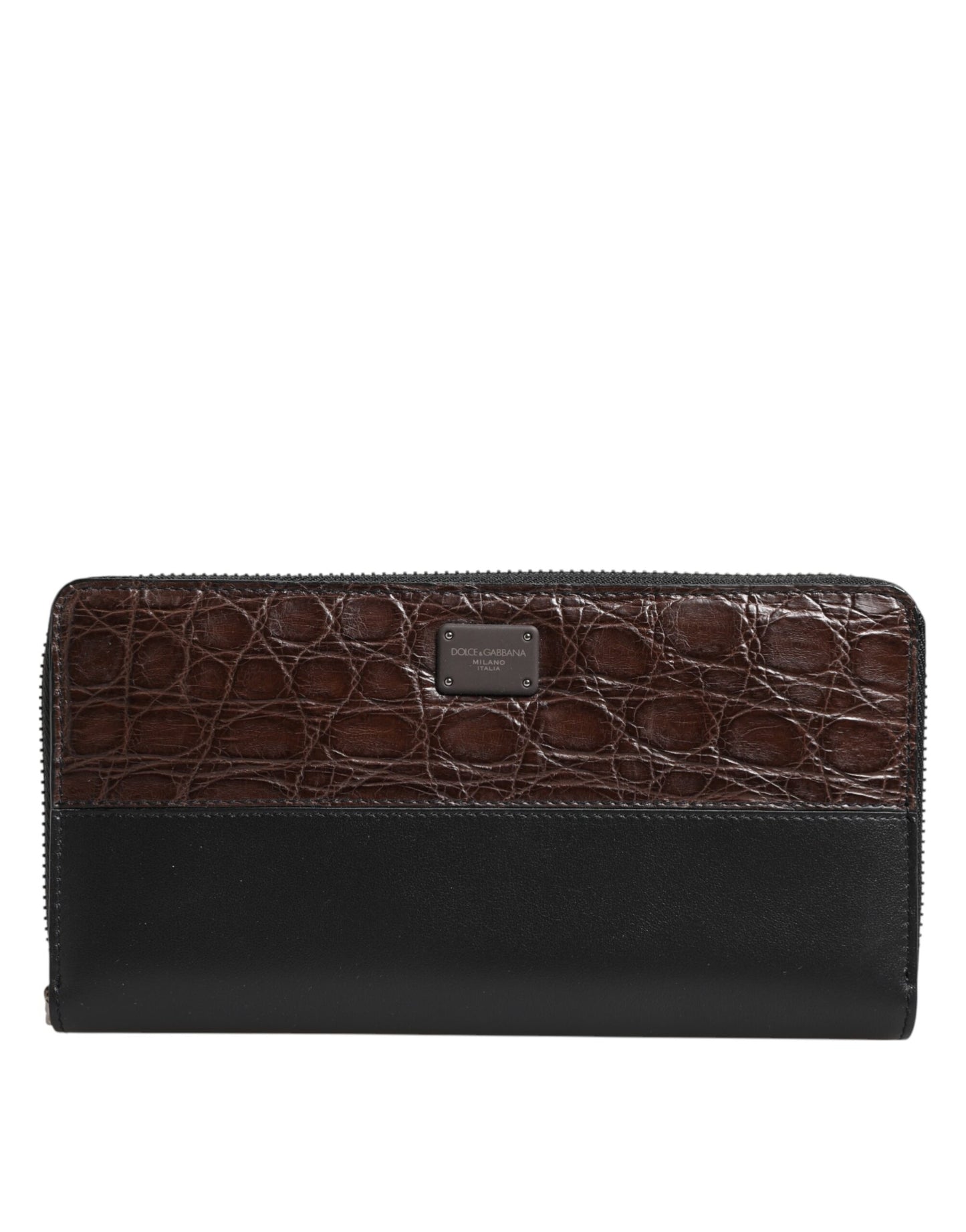 Dolce &amp; Gabbana Herren Continental Clutch aus exotischem Leder in Schwarz und Braun