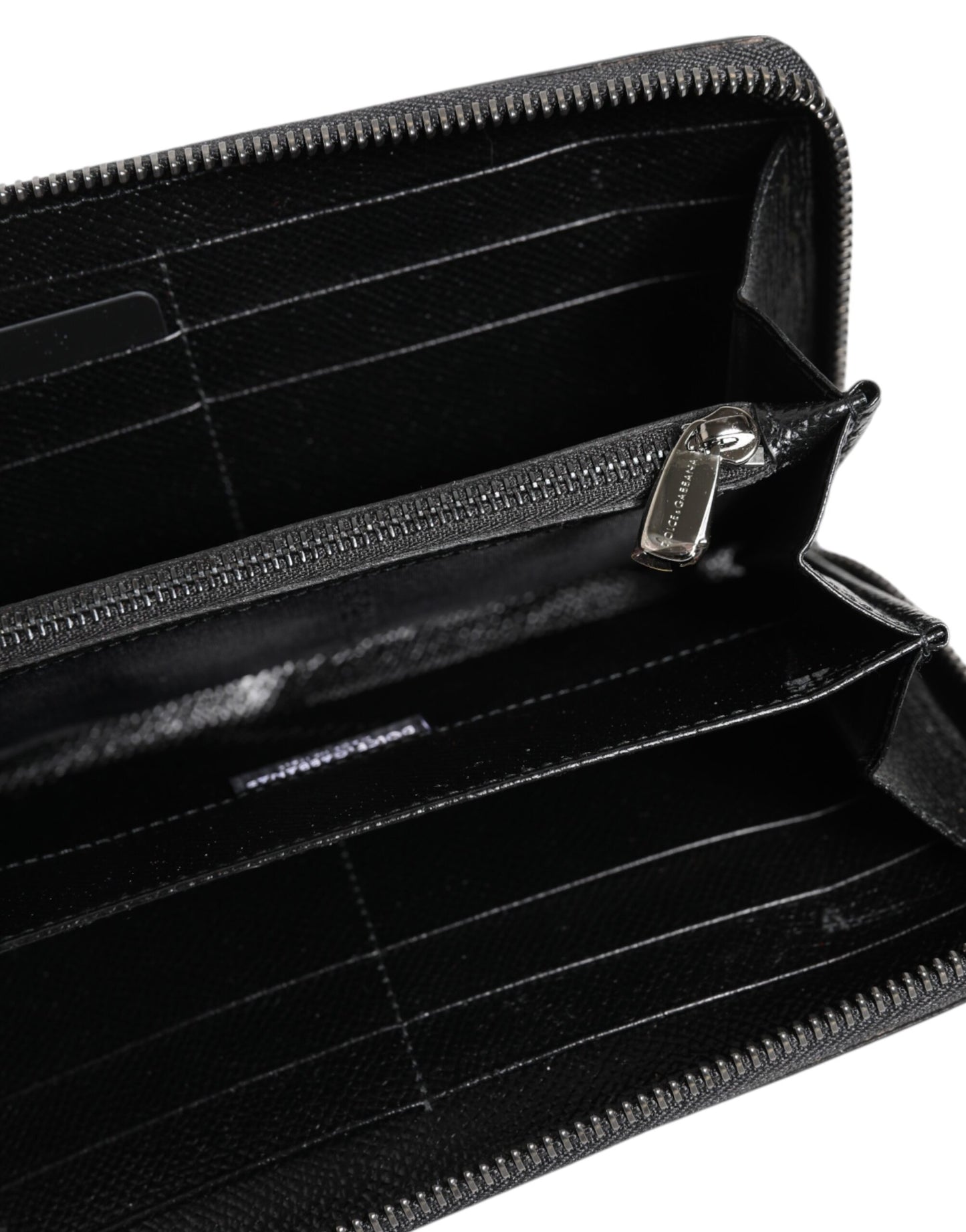 Dolce &amp; Gabbana – Kontinentale Geldbörse aus Leder mit Rundum-Reißverschluss in Schwarz und Grau mit Leopardenmuster