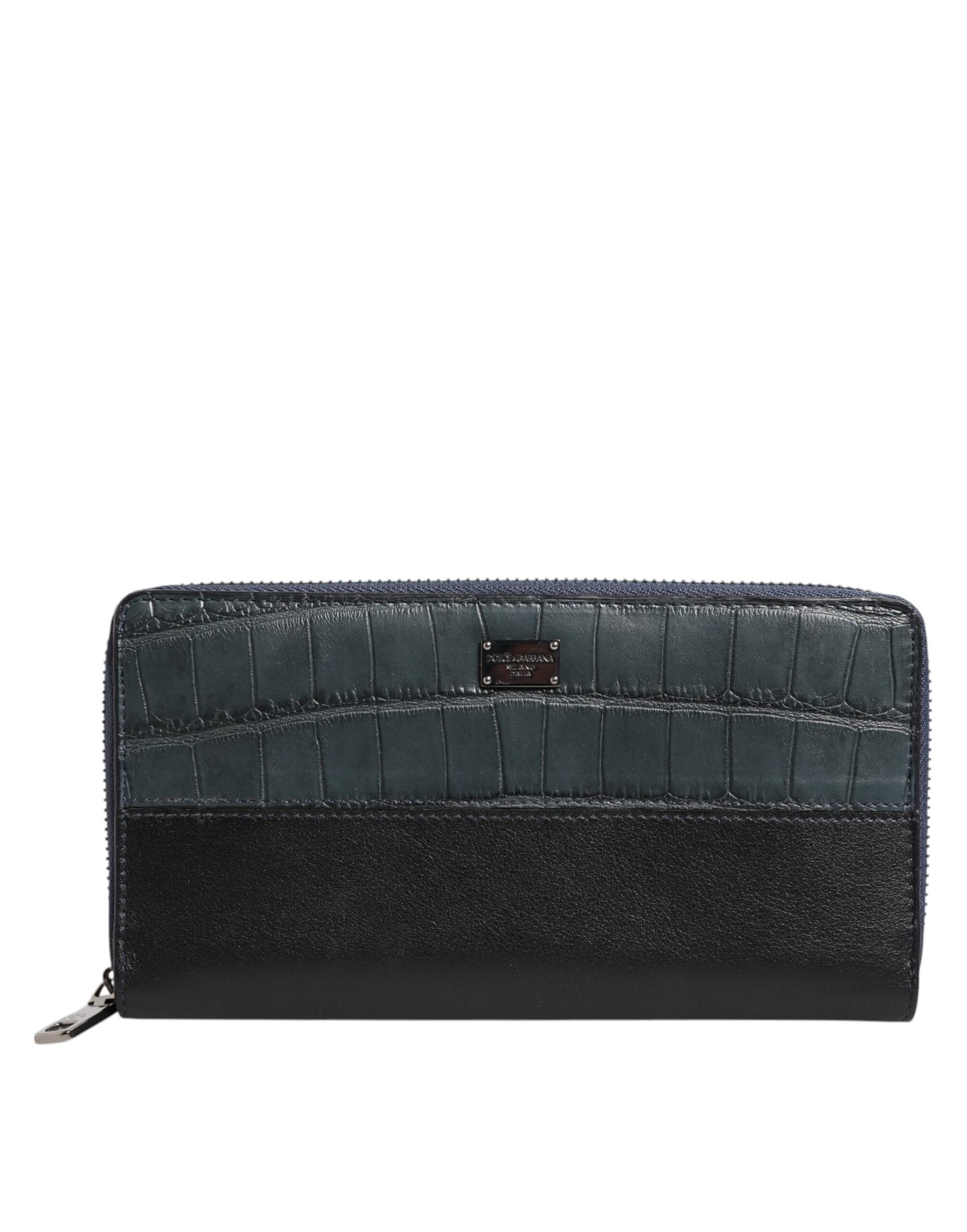 Dolce &amp; Gabbana Herren Continental Clutch aus exotischem Leder in Schwarz und Blau