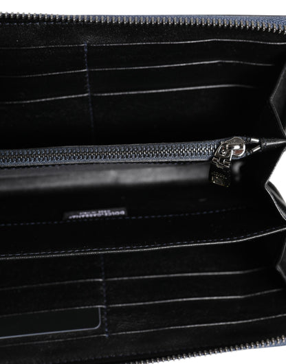 Dolce &amp; Gabbana Herren Continental Clutch aus exotischem Leder in Schwarz und Blau
