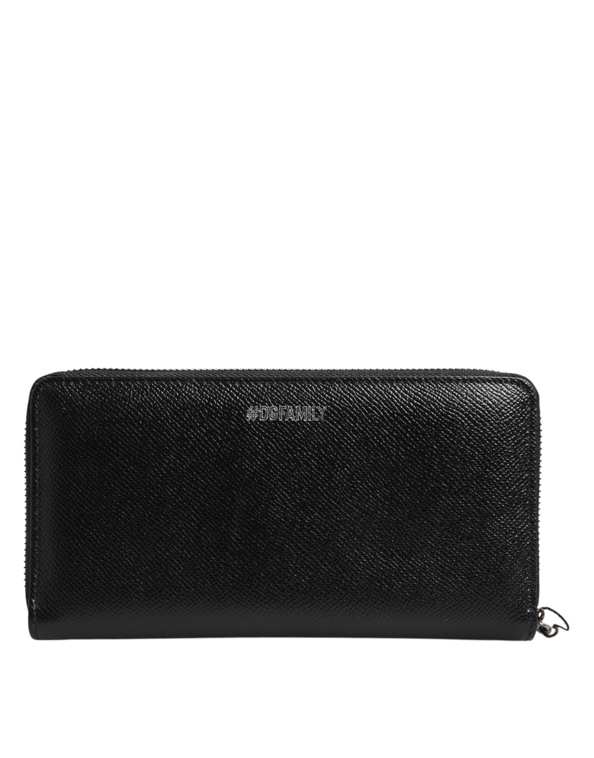 Dolce &amp; Gabbana Schwarzes Leder #DGFAMILY Continental Herren-Geldbörse mit Reißverschluss
