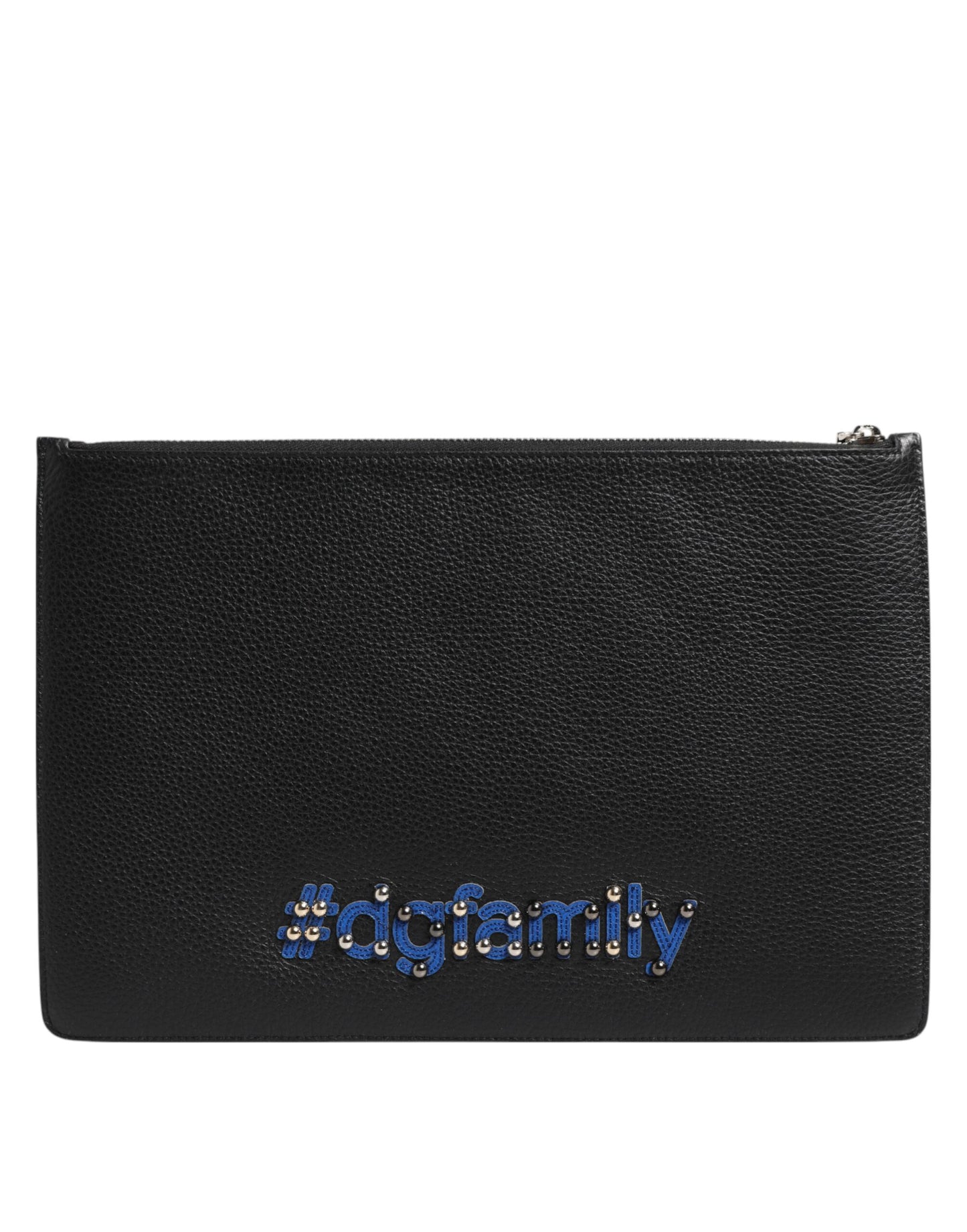Dolce &amp; Gabbana Schwarzes Leder #DGFAMILY Verzierte Herren Clutch