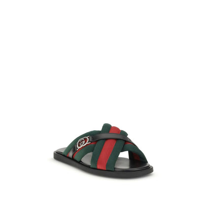 Gucci Web-Sandalen mit ineinandergreifendem GG