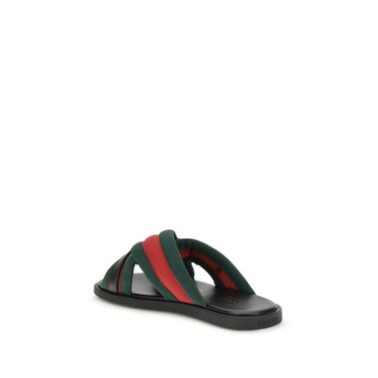 Gucci Web-Sandalen mit ineinandergreifendem GG