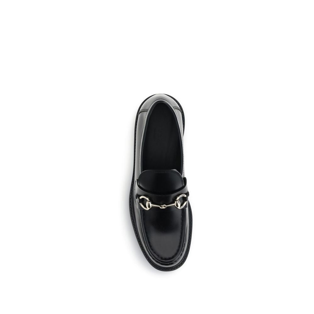 Gucci Black Calf Leather Bos Taurus Slip-On Loafers