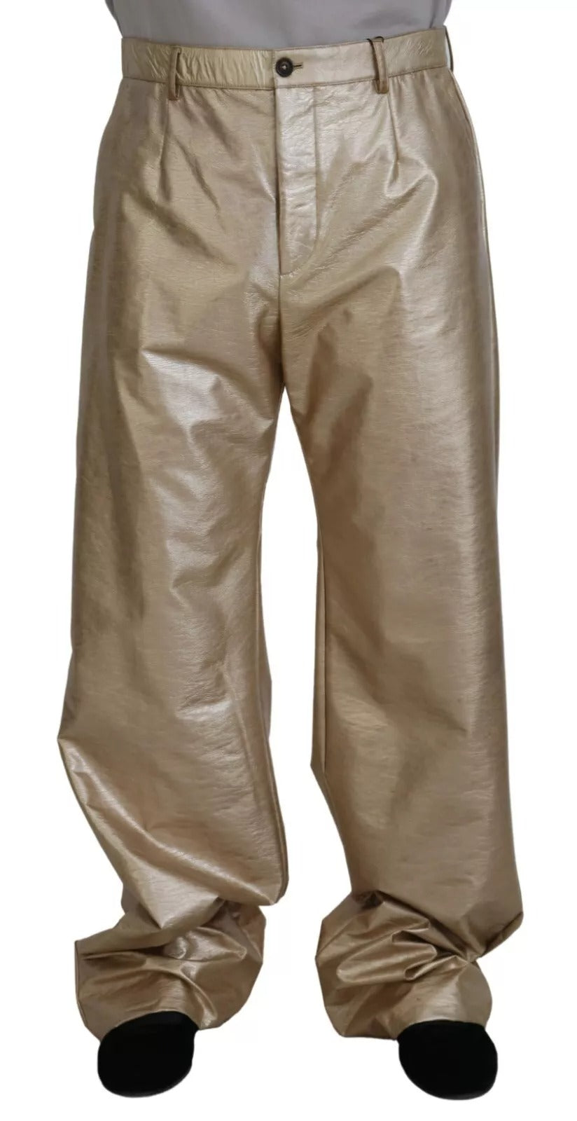 Dolce &amp; Gabbana – Gerade Hose aus Polyester in Metallic-Gold