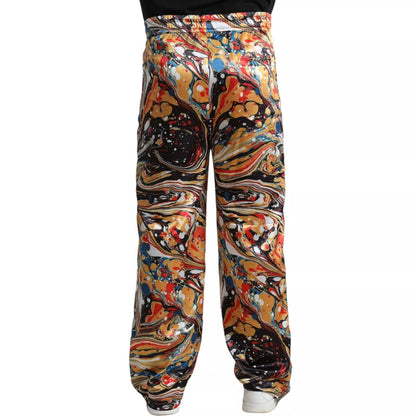 Dolce &amp; Gabbana – Satinhose mit mehrfarbigem Marmor-Print