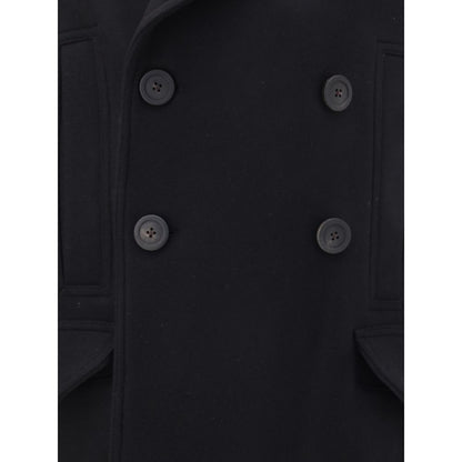 Rick Owens Black Fleece Wool Coat